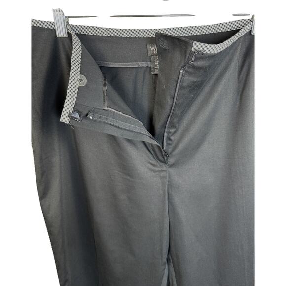Willi Smith Stretch Black Pants Size 14 Gingham Trim Career Trousers NWT - Picture 3 of 15